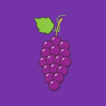Grapes Vector Illustration. Berries Fruit. Sweet and Sour. Flat Cartoon Sty.. Stockillustratie