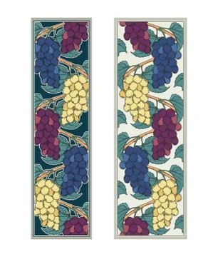 Grapes vignettes set Stock Illustration
