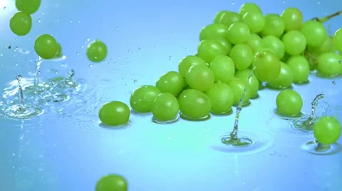 Grapes in the water, Slow Motion Stock Footage 10862488