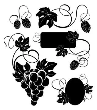 Grapevine and the branches of hops Stock Illustration