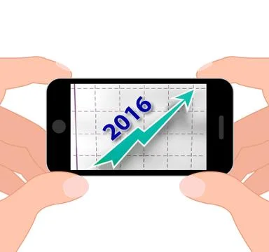 Graph 2016 displays forecast of rising sales Stock Illustration
