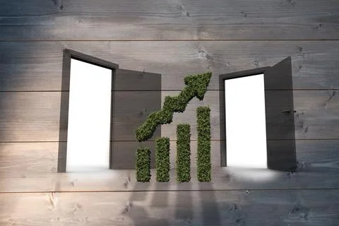 Graph amidst open doors against textured background 스톡 일러스트