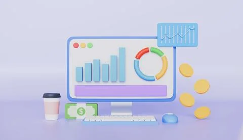 Graph with analysis business financial data, Charts and graph with checkmark Stock Illustration