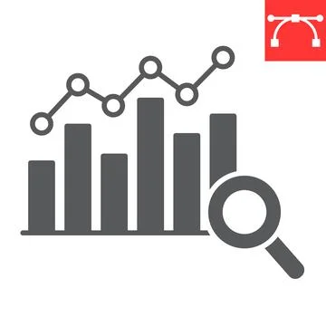 Graph analysis glyph icon Stock Illustration