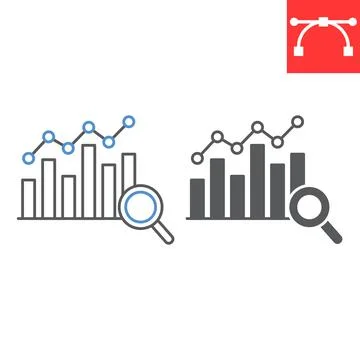 Graph analysis line and glyph icon Stock Illustration