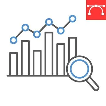 Graph analysis line icon 스톡 일러스트