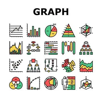 Graph For Analyzing And Research Icons Set Vector イラスト素材
