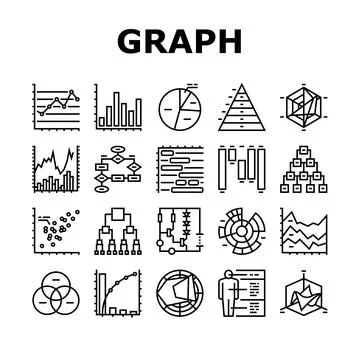 Graph For Analyzing And Research Icons Set Vector イラスト素材