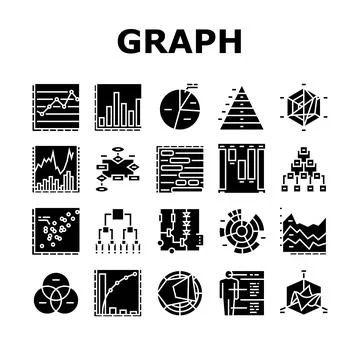 Graph For Analyzing And Research Icons Set Vector イラスト素材