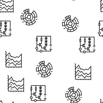 Graph For Analyzing And Research Vector Seamless Pattern Illustrazione stock