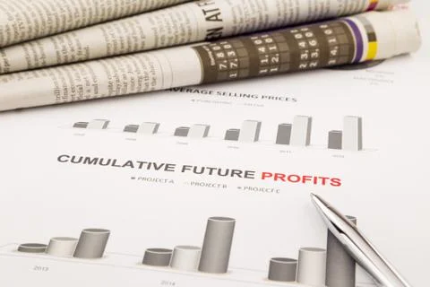 Graph and chart, cumulative future profits Stock Photos