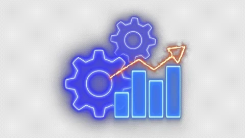 Graph and chart with gears spinning around isolated on transparent background. Stock Footage 291288287