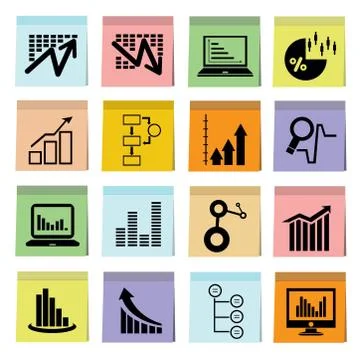 Graph and chart icons Stock Illustration