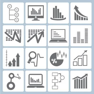 Graph and chart icons Stock Illustration