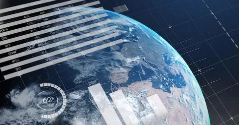 Graph and chart over earth. Stock Illustration