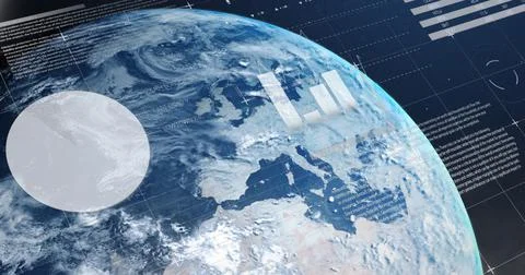 Graph and chart over earth. Illustrazione stock