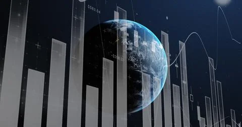 Graph and chart over earth. Illustrazione stock