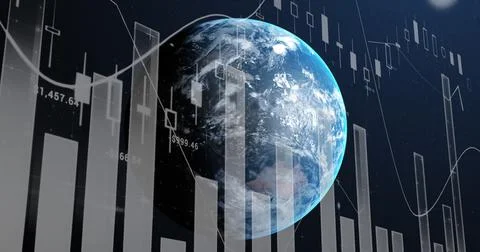 Graph and chart over earth. Stock Illustration