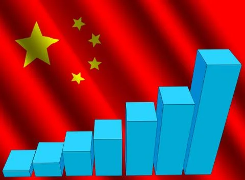 Graph and chinese flag Stock Illustration