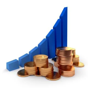 Graph and coins Stock Illustration
