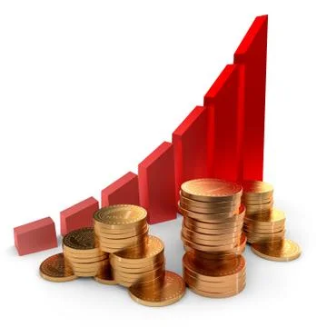 Graph and coins Stock Illustration