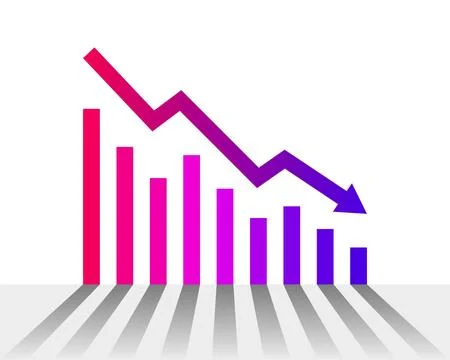 Graph and decrease report. Business and finance vector illustrations. Diagr.. Illustrazione stock