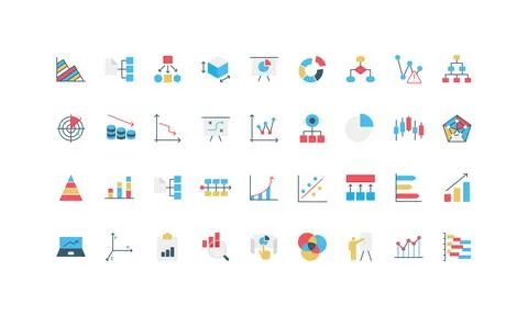 Graph and diagram, pie chart presentation of financial and data analytics color 스톡 일러스트