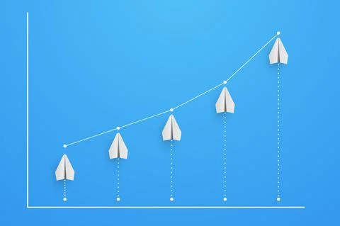 Graph and diagram from planes with increase growth. Finance and business conc Stock Illustration