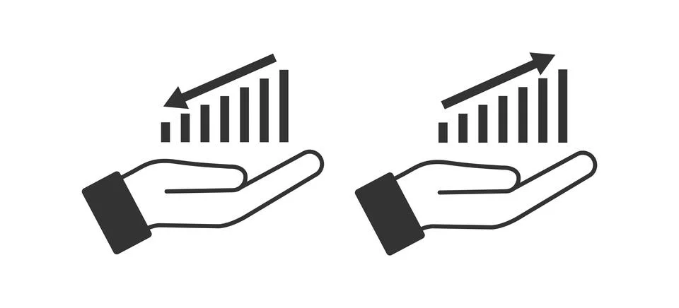 Graph up and down an open palm icon. Offer chart business symbol. Sign fina.. Stock Illustration