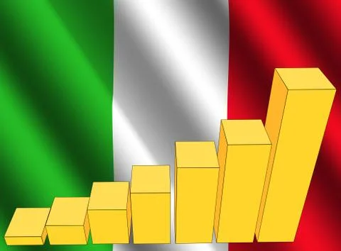 Graph and italy flag Stock Illustration