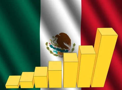 Graph and mexican flag Stock Illustration