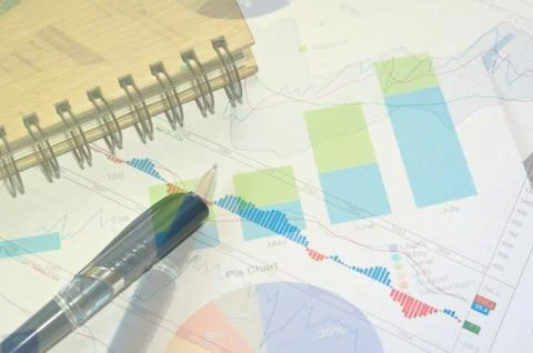 Graph and pen Stock Photos