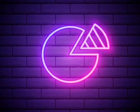 Graph and pie chart neon icon. Glowing vector graphic illustration sign for w Stock Illustration