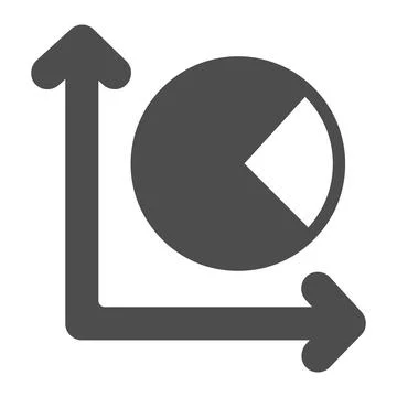 Graph and pie chart with one third fraction solid icon, diagram concept, round Stock Illustration