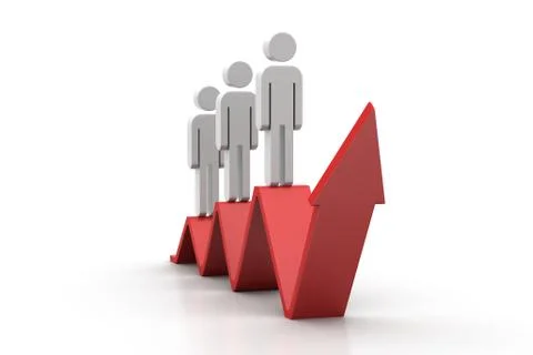 Graph and team moving to success Free Stock Illustration