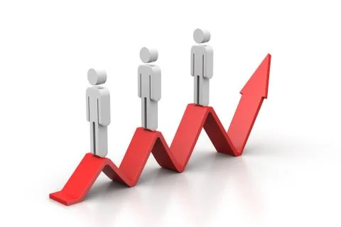 Graph and team moving to success Free Stock Illustration