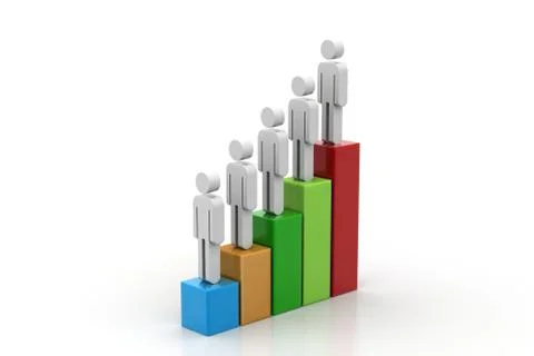 Graph and team moving to success Free Stock Illustration