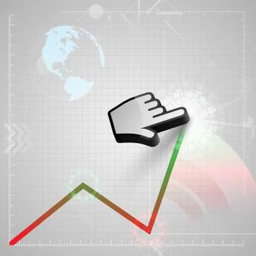 Graph and a vector cursor hand. Stock Illustration