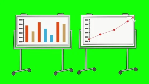 Graph Animations on Whiteboard Style with Green Screen Background Stock Footage 311965586