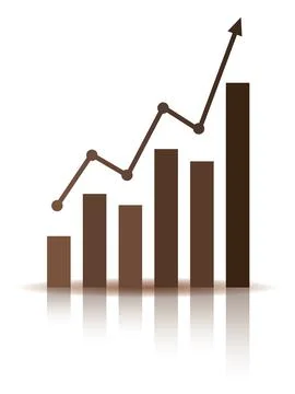 Graph with arrow and increase report. Diagram with the progress of rise and.. Stock Illustration