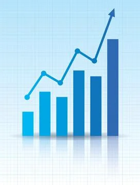 Graph with arrow and increase report. Diagram with the progress of rise suc.. Stock Illustration