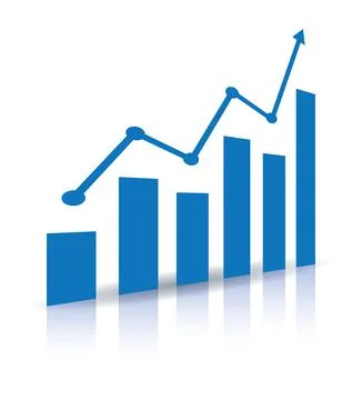 Graph with arrow and increase report. Diagram with the progress of rise and.. イラスト素材