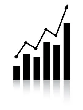 Graph with arrow and increase report. Diagram with the progress of rise and.. Illustrazione stock