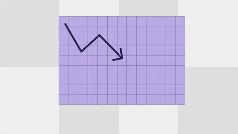Graph arrow falling down against grid sheet 2D object animation Stock Footage 299858849