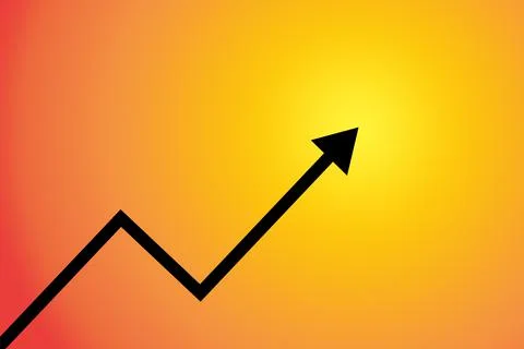 Graph with arrow on gradient orange background for a concept of success Stock Illustration