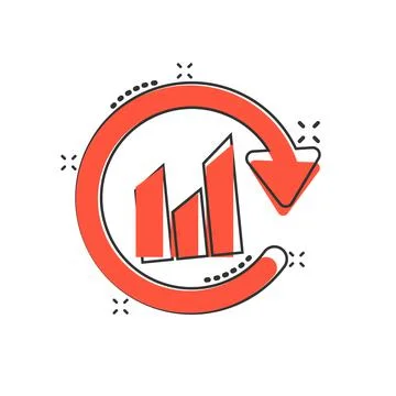 Graph arrow icon in comic style. Financial analytics cartoon vector illustrat Illustrazione stock