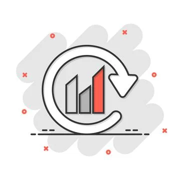 Graph arrow icon in comic style. Financial analytics cartoon vector illustr.. Stock Illustration