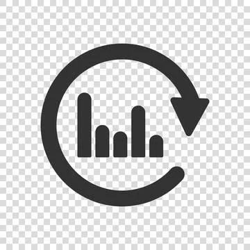 Graph arrow icon in flat style. Financial analytics vector illustration on wh 스톡 일러스트