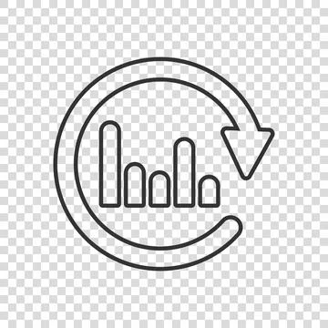Graph arrow icon in flat style. Financial analytics vector illustration on wh 스톡 일러스트