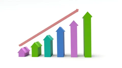 Graph with arrows showing rise. Stock Footage 49089958